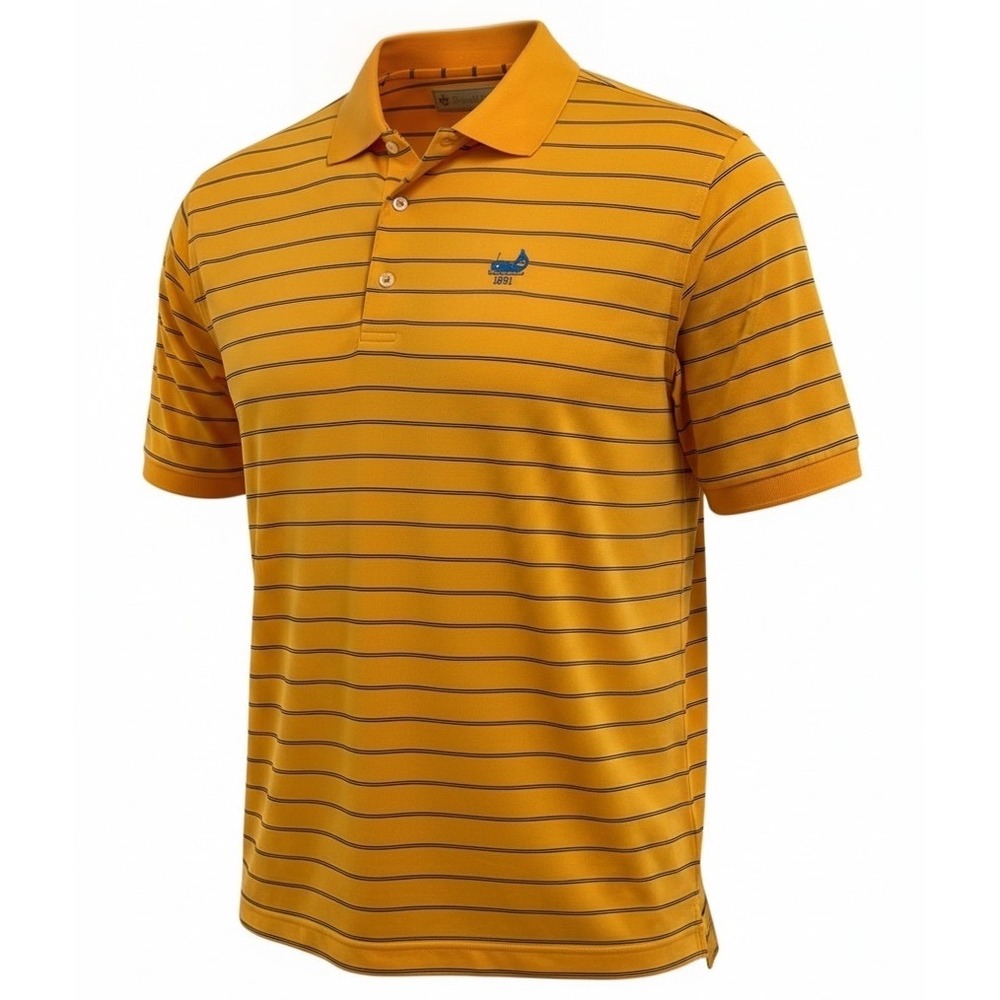 Donald Ross Maidstone CC Mens Large Orange Striped Golf Polo Shirt (Y5)